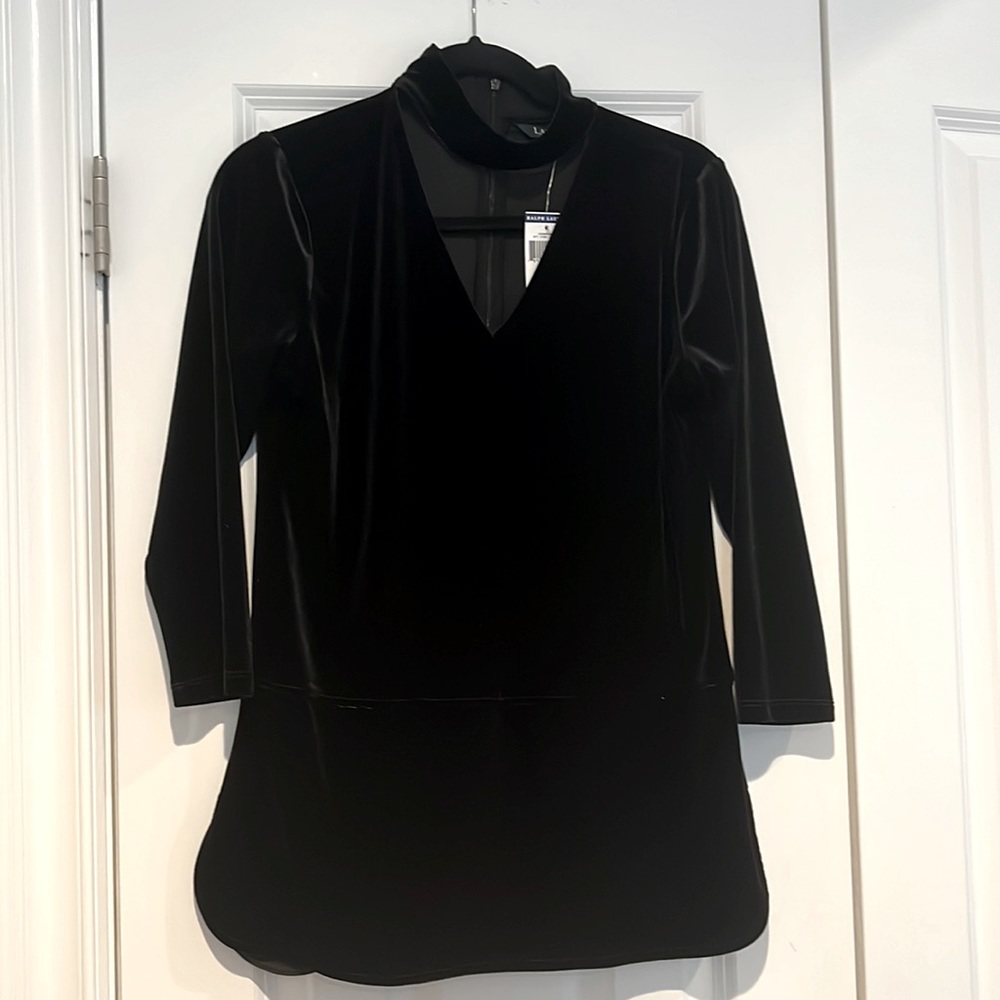 Ralph Lauren Womens top. Size Small. New with tag. Black velvet.